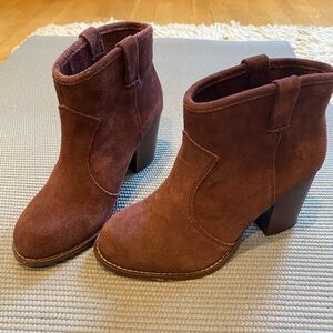 Wine Suede Ankle Boots